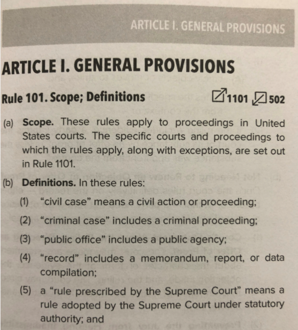 Federal Rules of Evidence sample entry