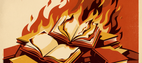 Books burning in fire