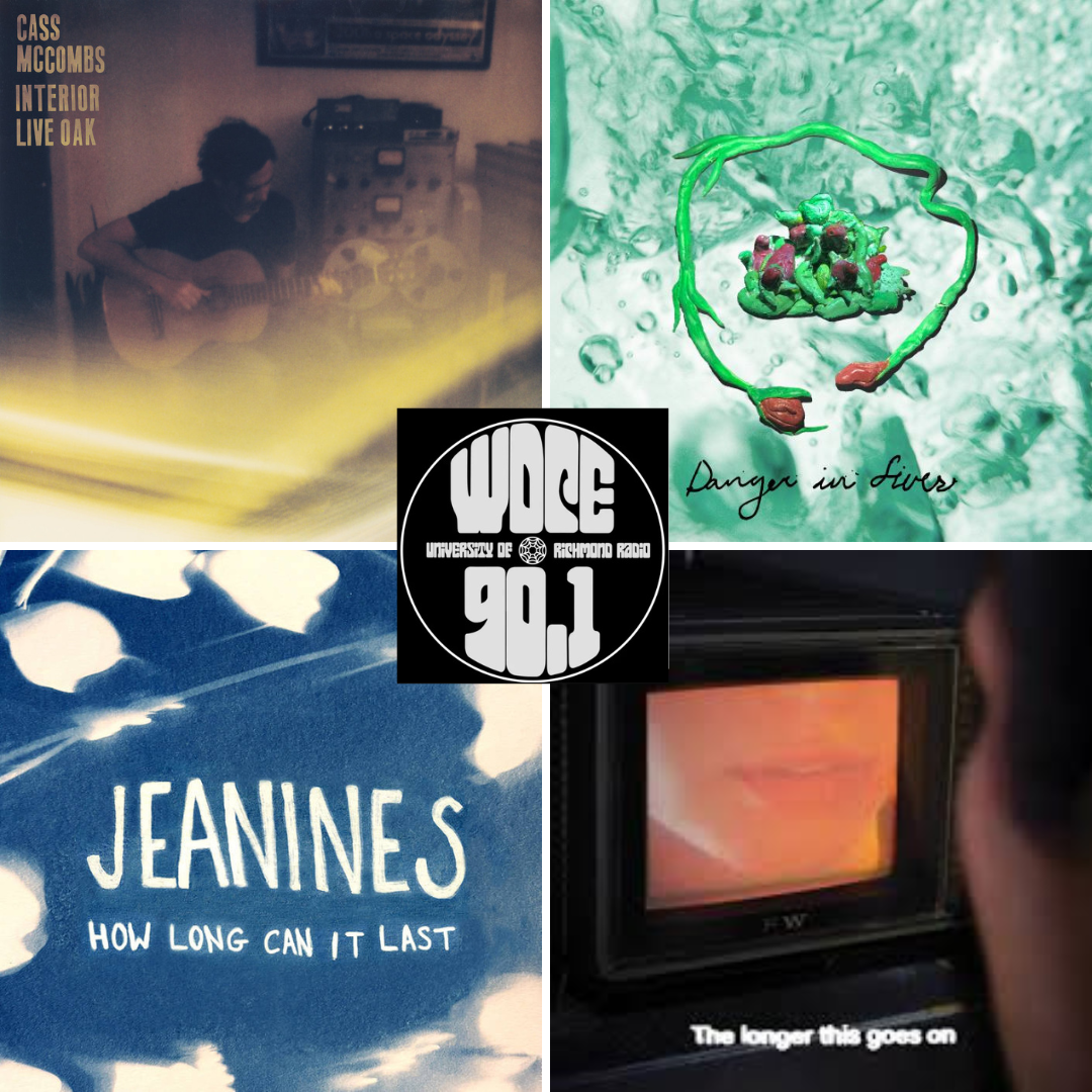 WDCE Collage 8-27-25 The top 4 albums this week are: Cass McCombs - Interior Live Oak, Jeanines - How Long Can It Last, Forth Wanderers - The Longer This Goes On, and Wombo - Danger in Fives