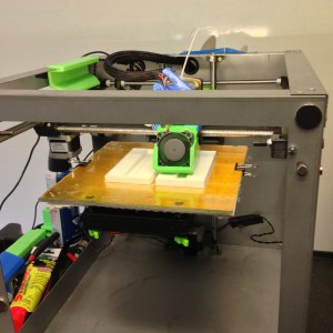 Solidoodle 3 3D printer printing FlyTrack bases - view from front of printer