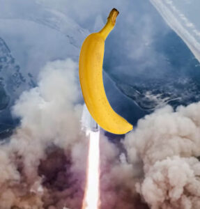 Banana-shaped Rocket lifts off