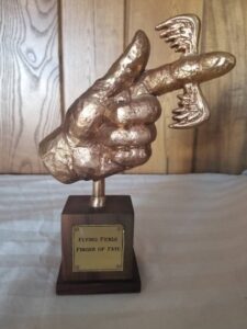 Flying Fickle Finger of Fate Trophy
