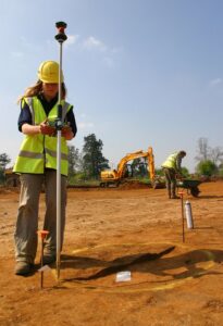 Surveyors at archaeological site in England