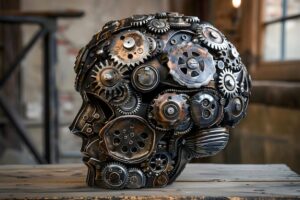 Steampunk brain sculture