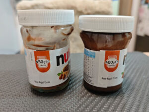 Nutella Jars, before and after Shrinkflation