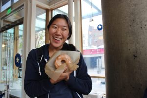 Heera enjoying some local Portland cuisine
