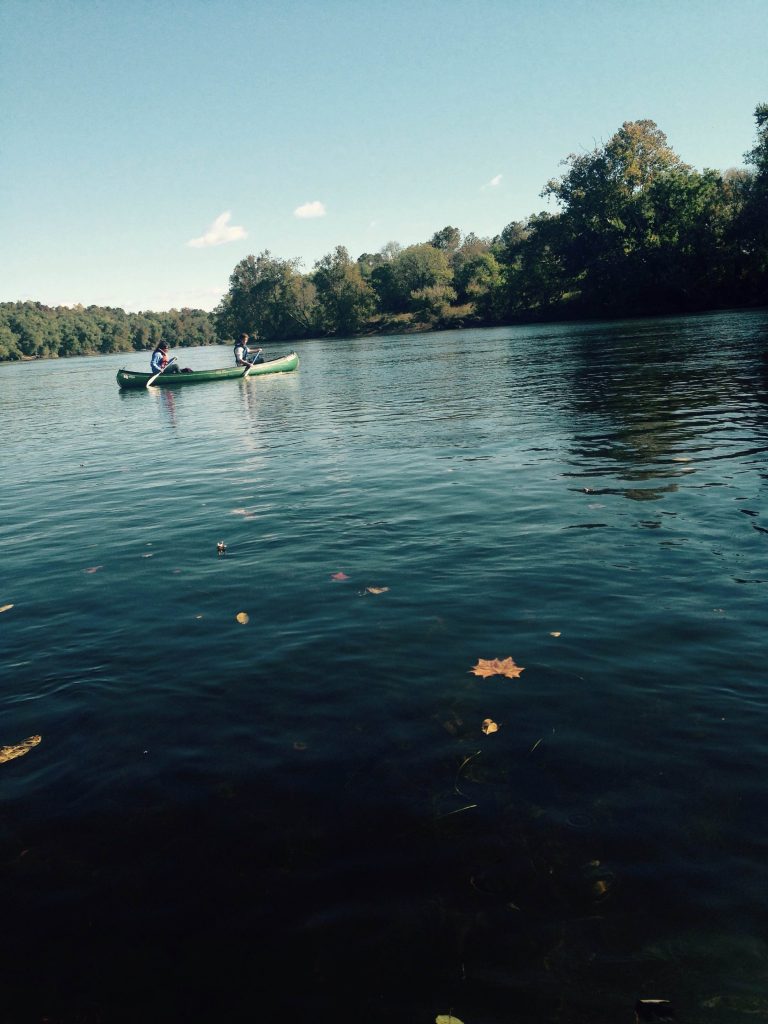 The broad channel and clear waters of the James at Howardsville