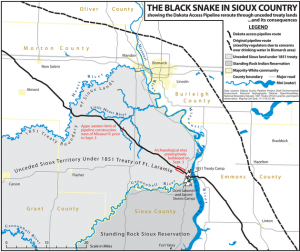 Map accurately depicting the controversy of the North Dakota Access Pipeline