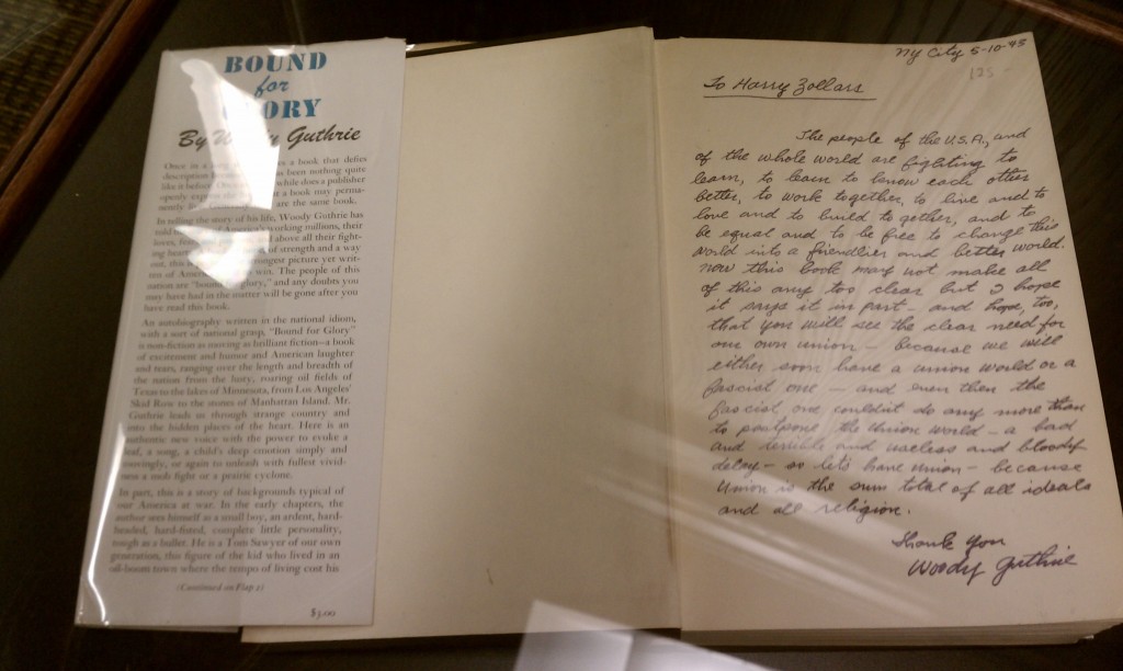 Woody Guthrie, signed letter to Harry Zollars