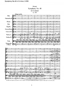 Score of Mozart's Symphony No. 40 in G minor