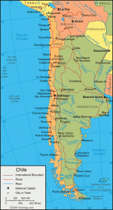 Map of Chile and surrounding countries