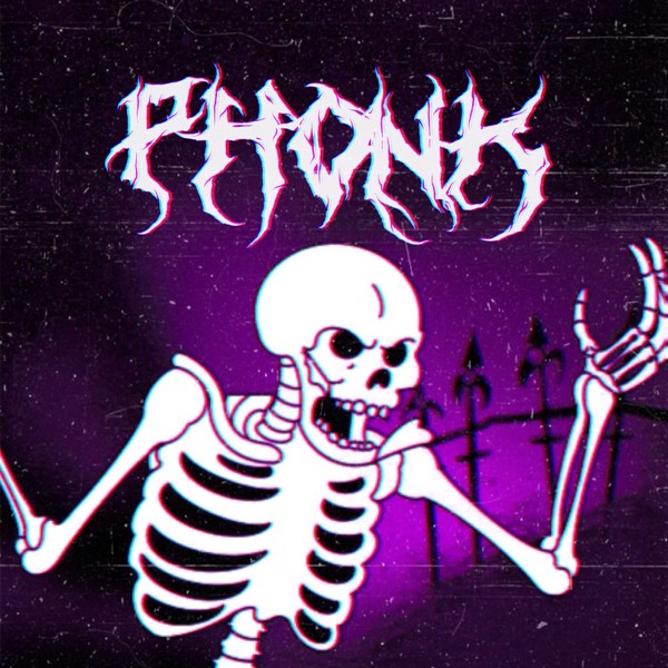 Phonk - Angry Skeleton purple background