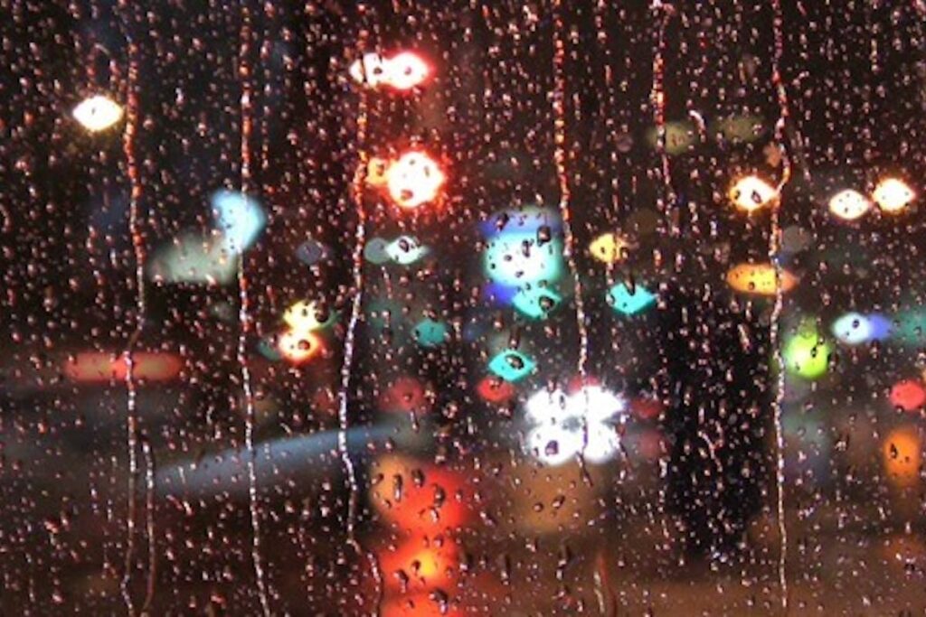 rainy night window
