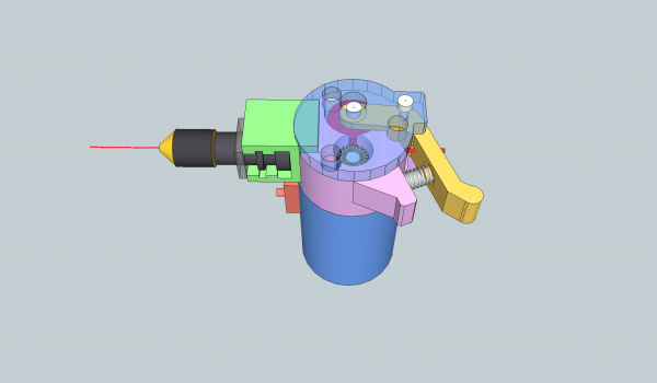 This schematic shows the various parts of the filament tool (gun) with an idler bearing assembly added.