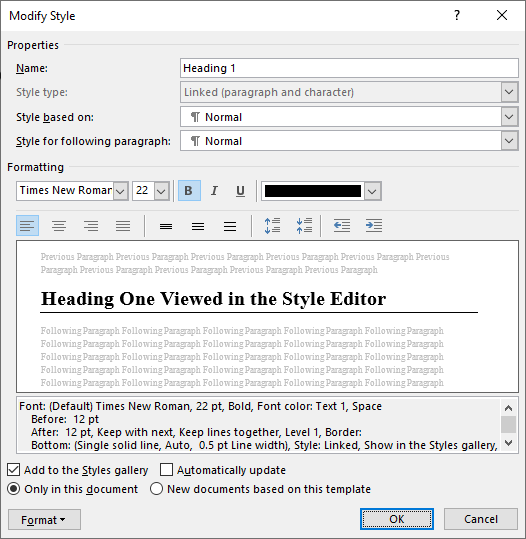 Word Style Editor