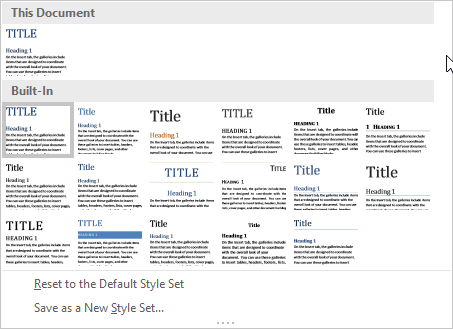 Word Style Sets