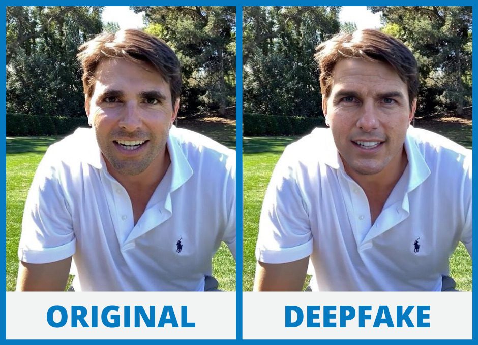 Image showing an original and deep fake photo of Tom Cruise